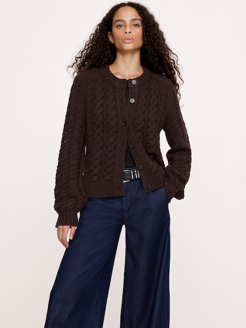 CARDIGAN EN TRICOT TORSADÉ DE LAINE MÉRINOS ET DE YAK