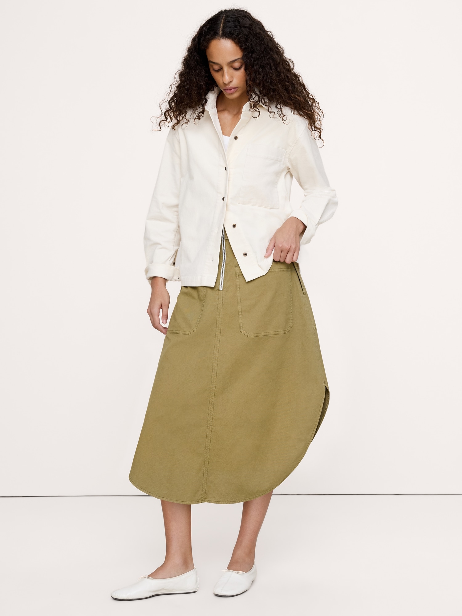 Oversized Stretch-Cotton Utility Shirt