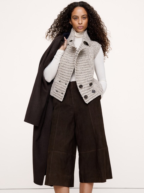 GILET EN TRICOT TORSADÉ DE LAINE ET COTON
