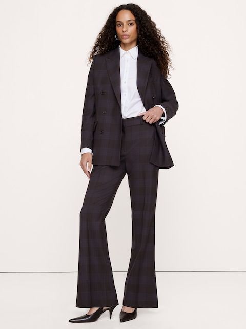 PANTALON MODERNE ÉVASÉ À TAILLE HAUTE EN MÉLANGE DE LAINE AVEC FENTE LATÉRALE