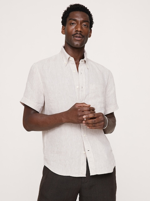 CHEMISE STANDARD À MANCHES COURTES EN LIN