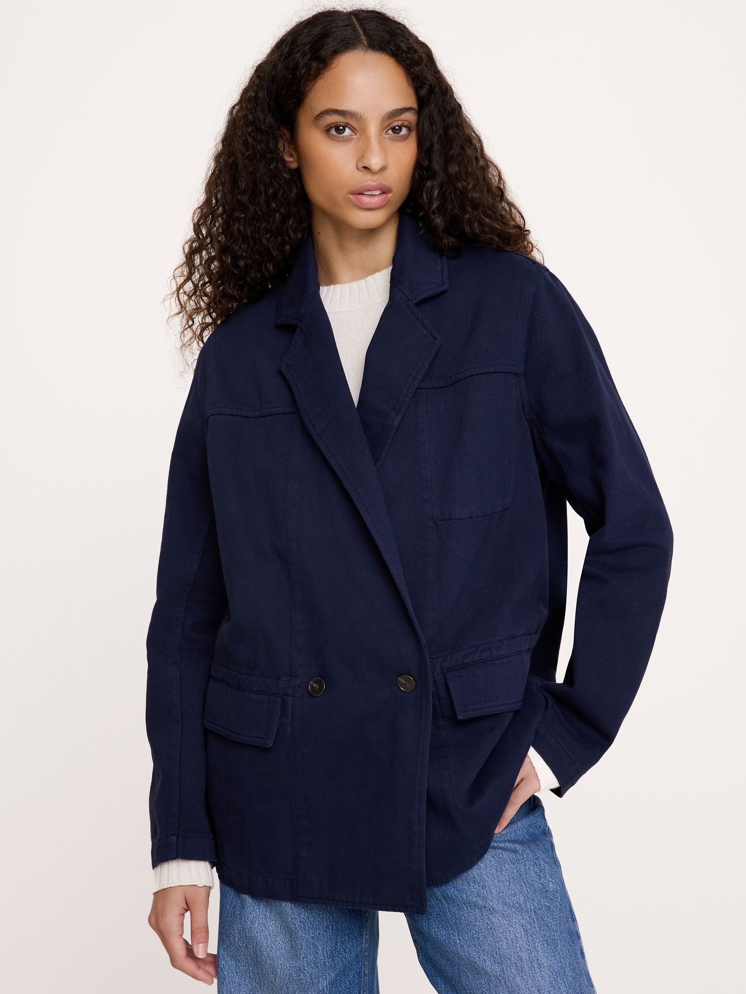 Cotton-Linen Utility Blazer