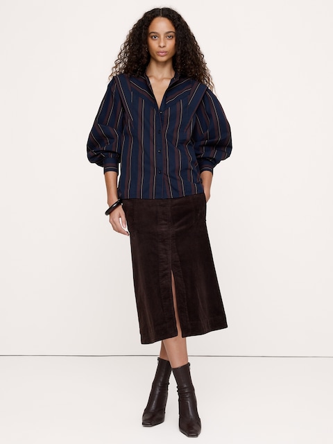 CHEMISE EN COTON À COL ÉTAGÉ
