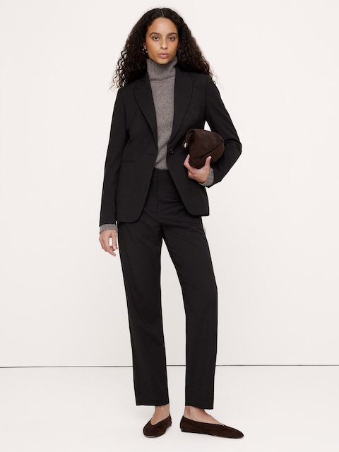 PANTALON ÉTROIT À TAILLE HAUTE LONGUEUR CHEVILLE EN LAINE ITALIENNE