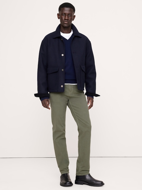 PANTALON VOYAGEUR ÉTROIT EN TISSU BROSSÉ
