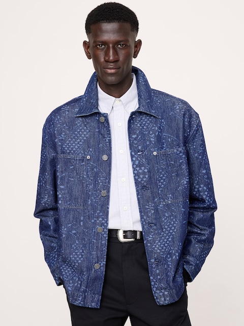 SURCHEMISE DÉCONTRACTÉE EN DENIM ITALIEN À IMPRIMÉ