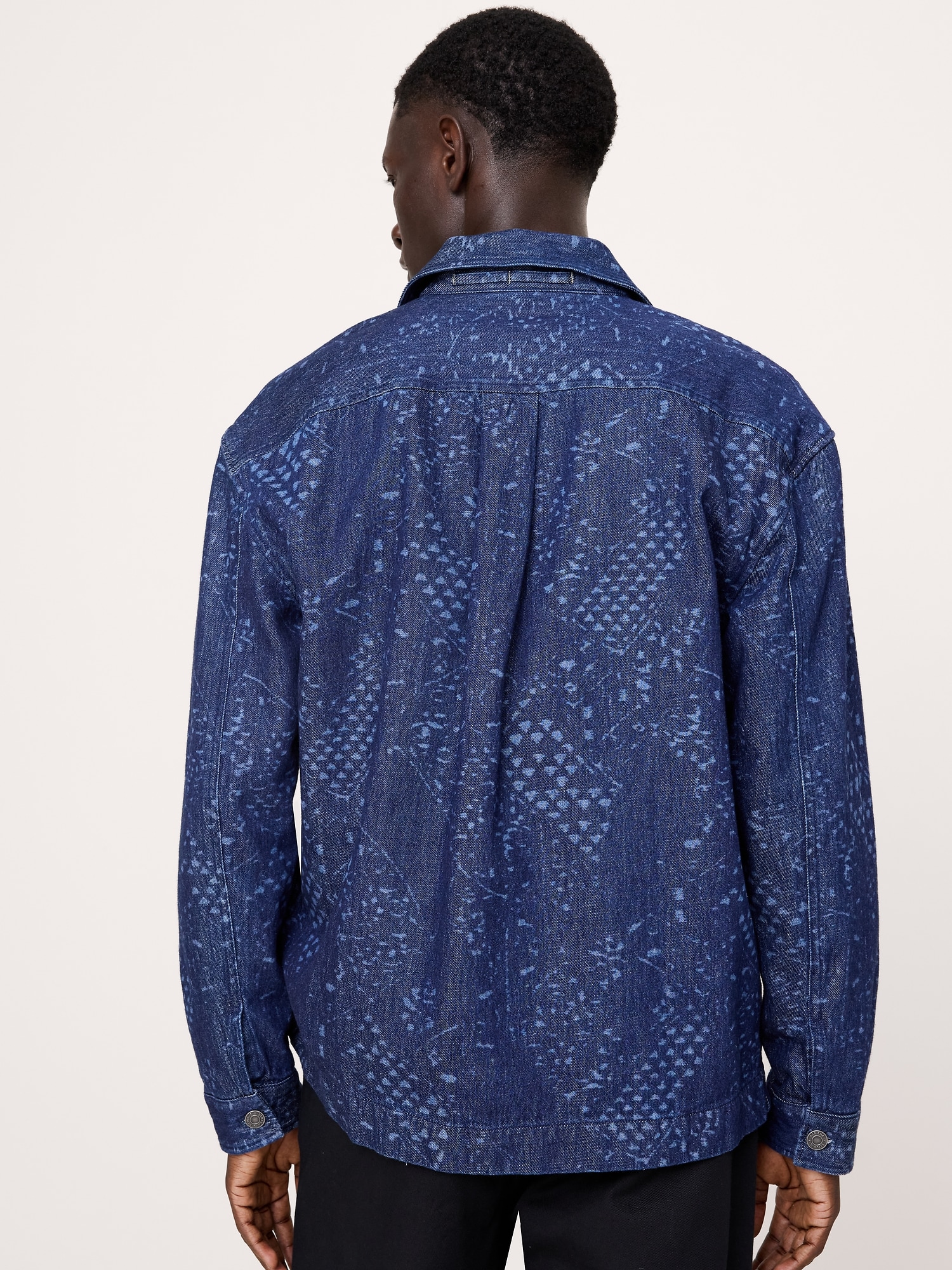 Relaxed-Fit Italian Printed Denim Overshirt