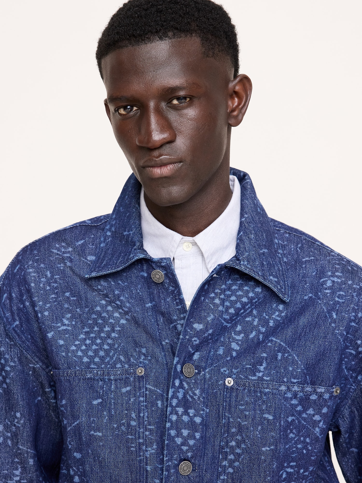 Relaxed-Fit Italian Printed Denim Overshirt