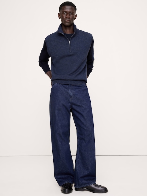 GILET EN LAINE MÉRINOS À GLISSIÈRE AU QUART