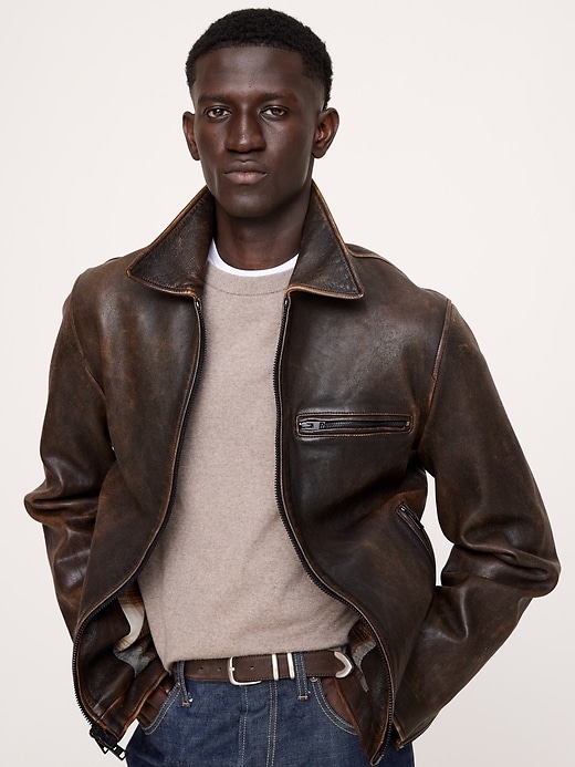 Leather Racing Jacket | Banana Republic
