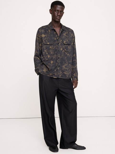 CHEMISE DE VACANCES DRAPÉE ET FLEURIE, COUPE STANDARD