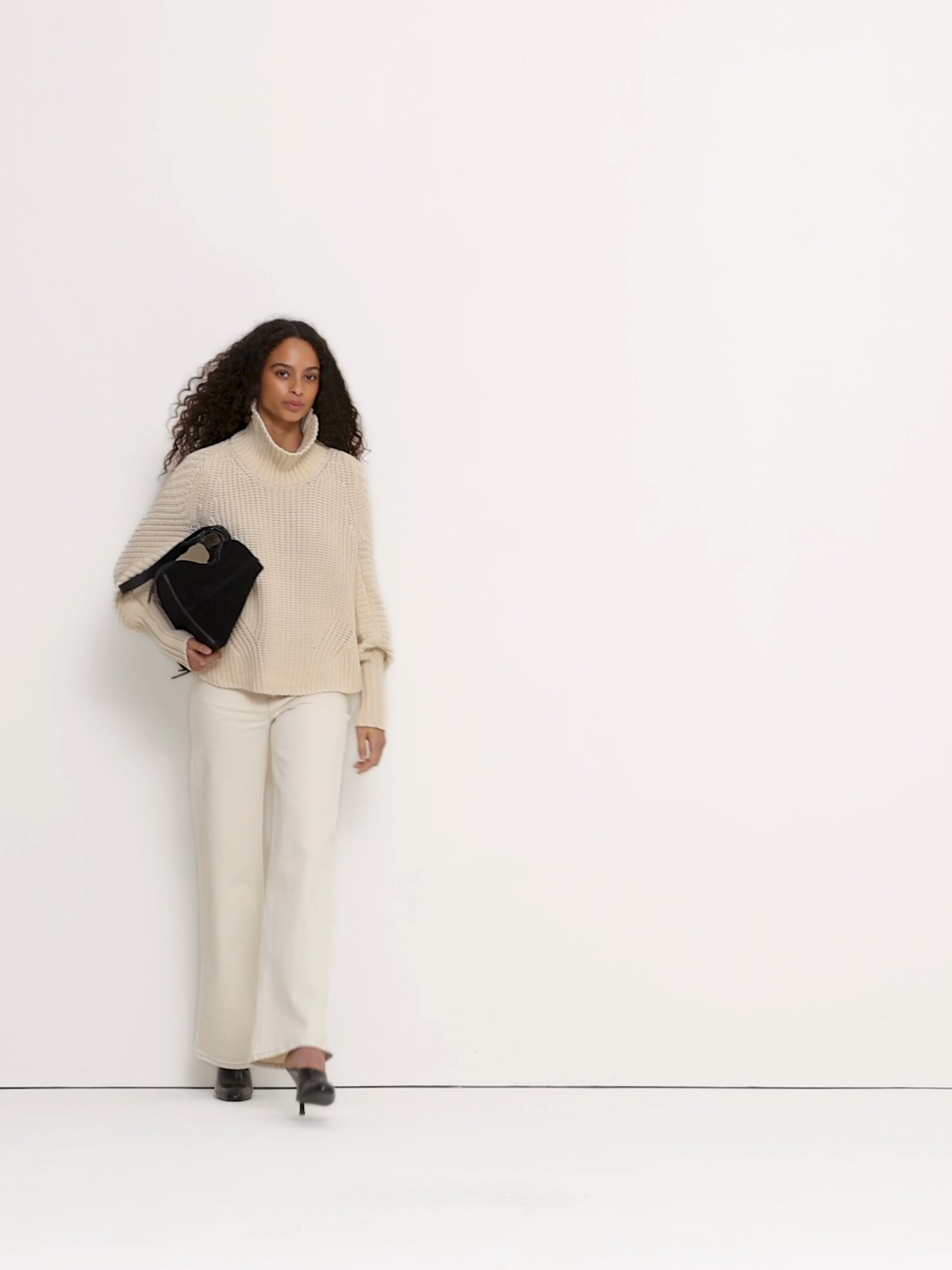 Chunky Cotton Funnel-Neck Sweater