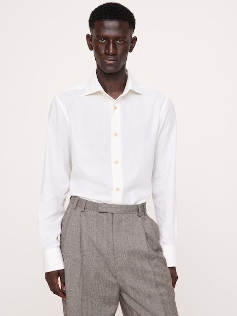 CHEMISE HABILLÉE COUPE AJUSTÉE EN COTON ET CACHEMIRE