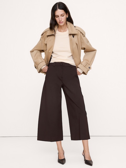 PANTALON GAUCHO À TAILLE HAUTE EN TRICOT POINT DE ROME