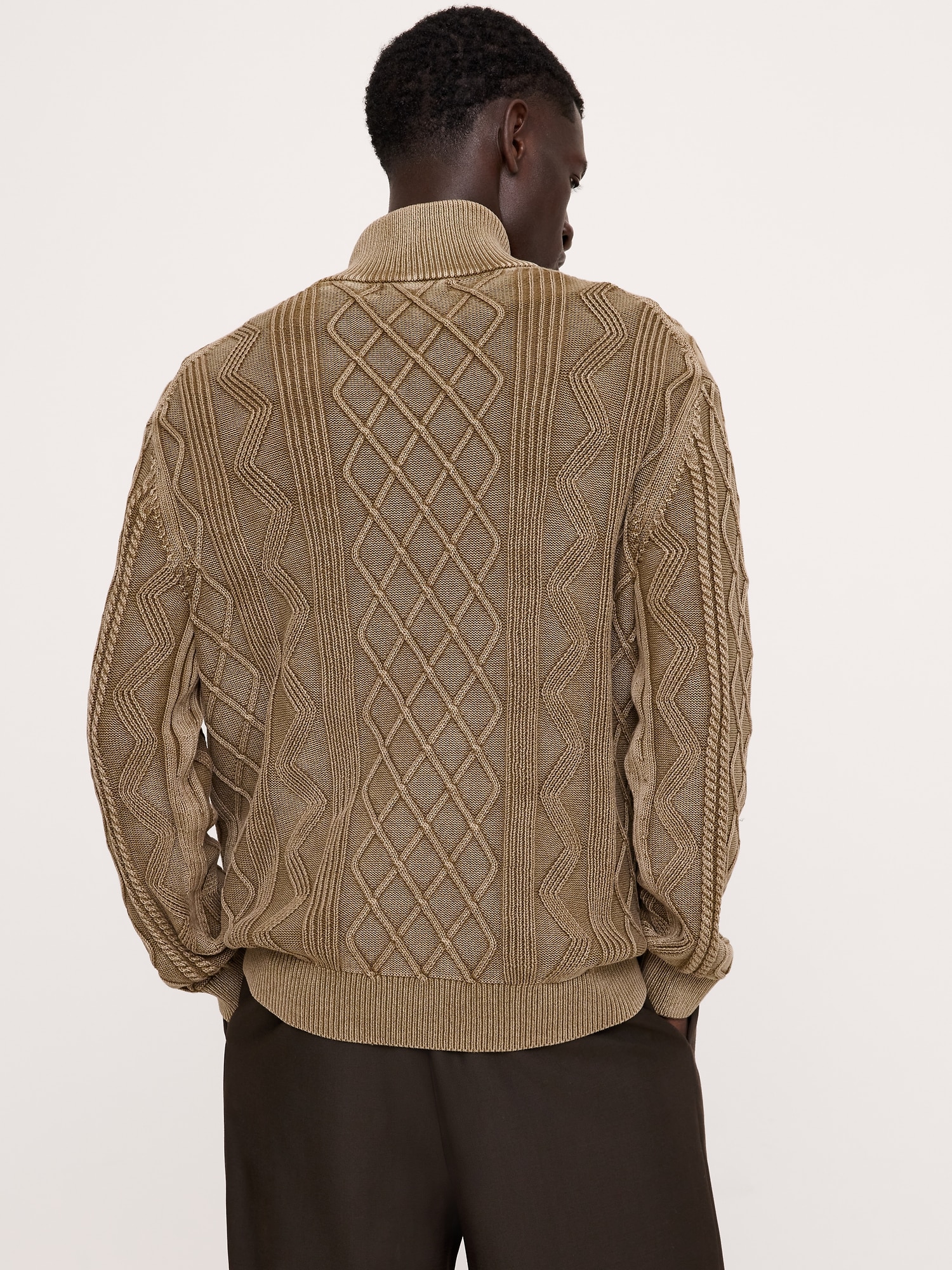 Cotton Cable-Knit Half-Zip Sweater