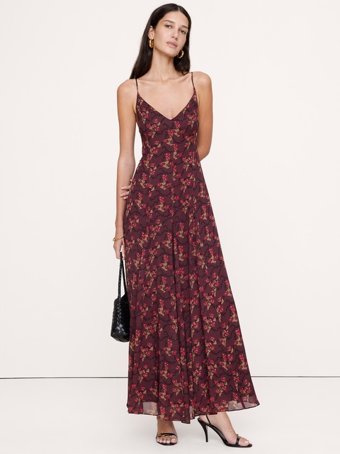 ROBE LONGUE À PANNEAUX EN CRÊPE GEORGETTE