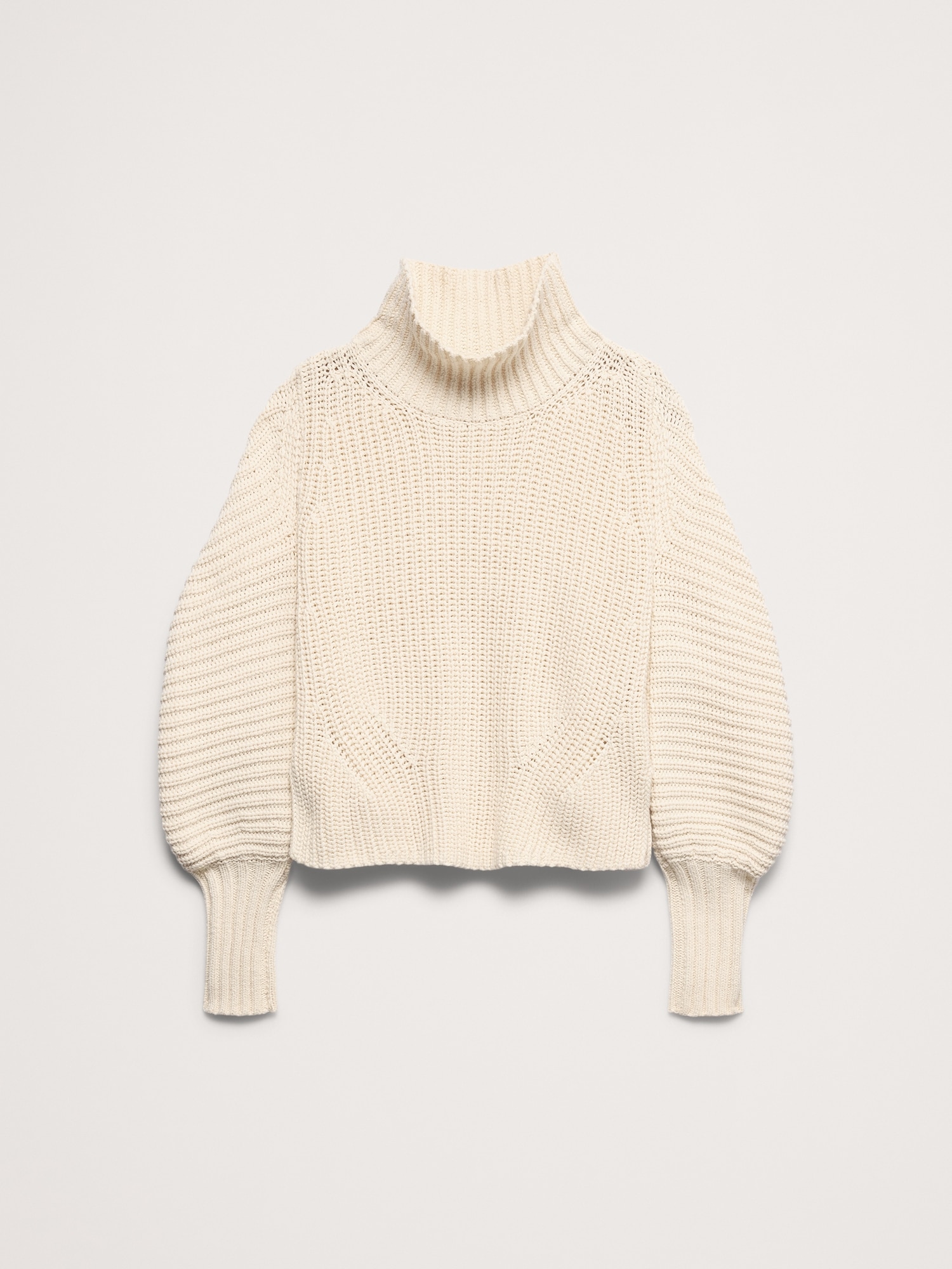 Chunky Cotton Funnel-Neck Sweater