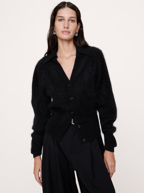 CARDIGAN EN LAINE ET CACHEMIRE BROSSÉ