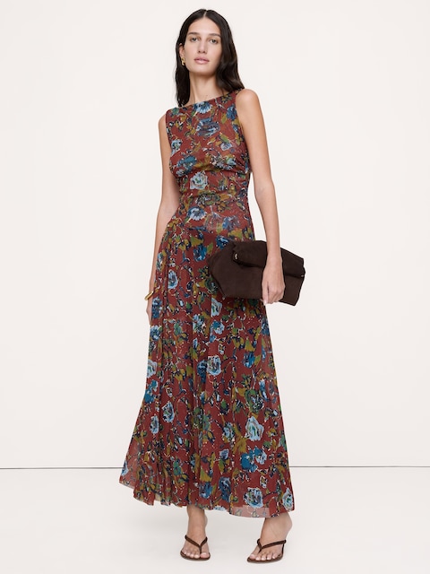 ROBE LONGUE À ENCOLURE BATEAU EN MAILLES
