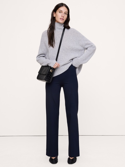 PANTALON DROIT TOUT-ALLER EN TRICOT POINT DE ROME LONGUEUR CHEVILLE