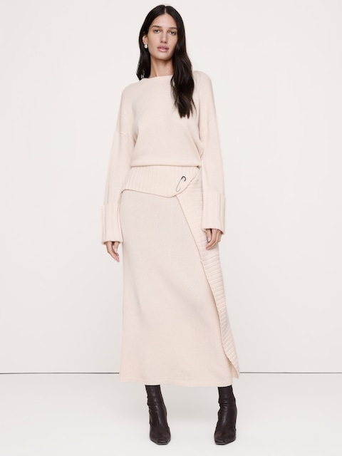 ROBE CHANDAIL LONGUE EN LAINE MÉRINOS ET COTON