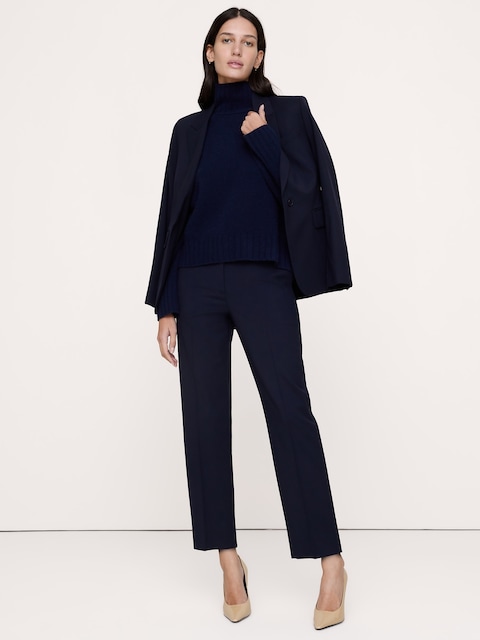 PANTALON ÉTROIT À TAILLE HAUTE LONGUEUR CHEVILLE EN LAINE ITALIENNE