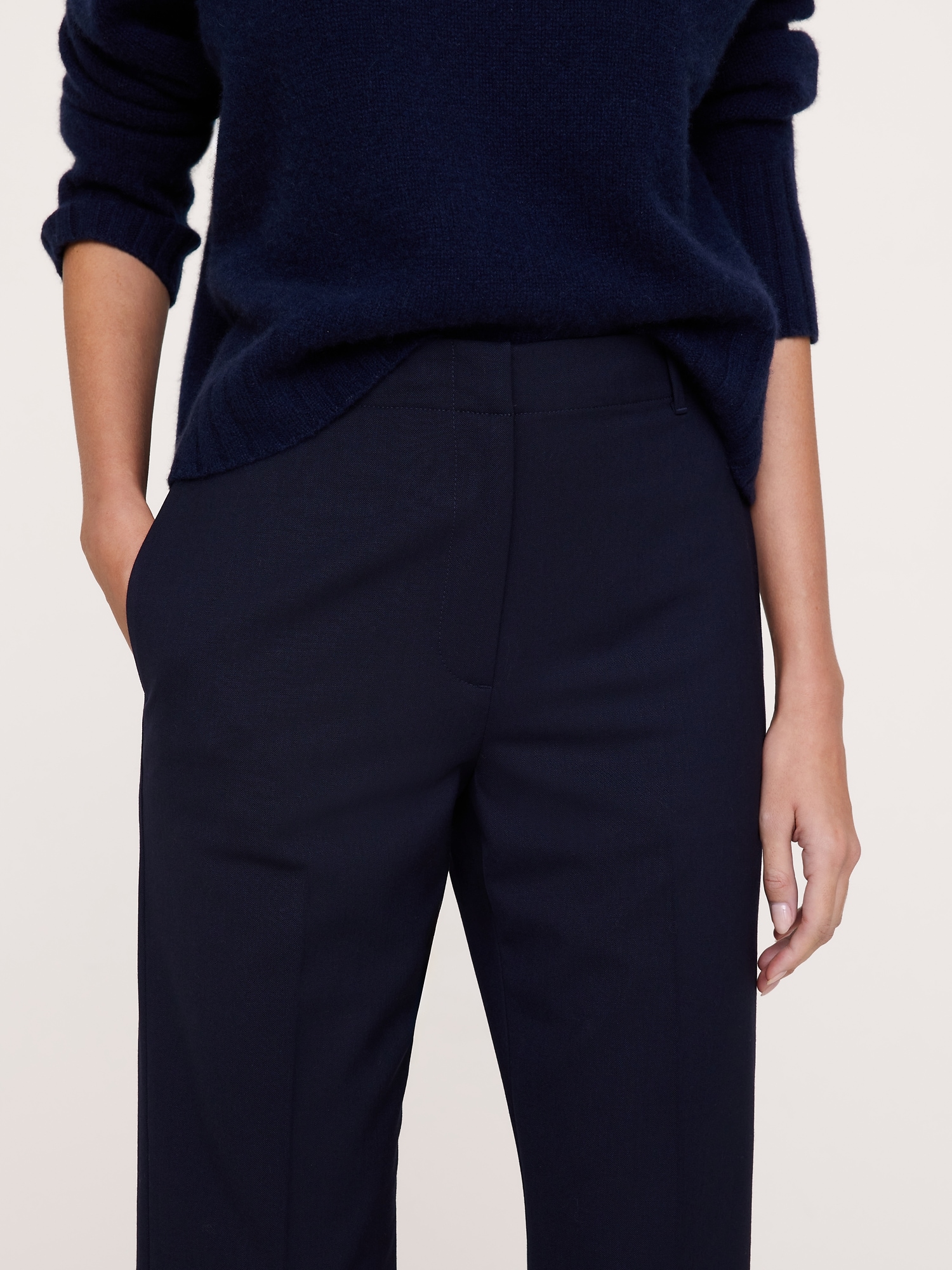 Ultra High-Rise Modern Slim Italian Lightweight Wool Ankle Pant