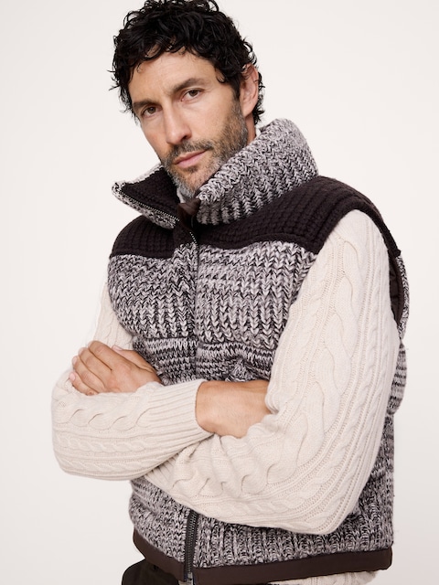 GILET REMBOURRÉ EN LAINE ET CACHEMIRE
