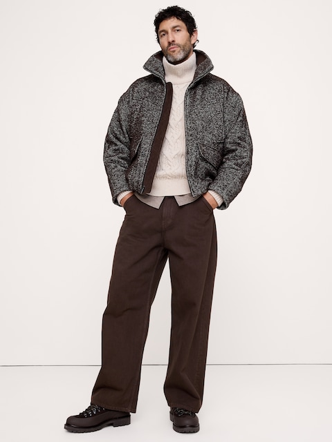 BLOUSON D'AVIATEUR EN MÉLANGE DE LAINE ITALIENNE
