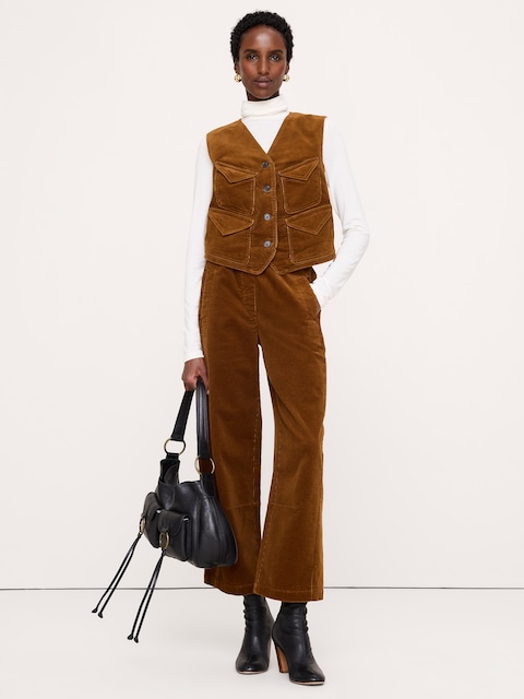 GILET À POCHE EN VELOURS CÔTELÉ
