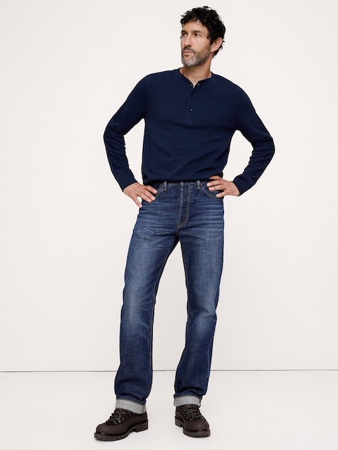 T-SHIRT HENLEY EN TRICOT DOUBLE DE FIL FLAMMÉ