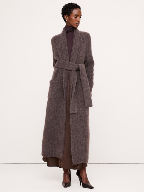 CARDIGAN EXTRA-LONG EN MÉLANGE D'ALPAGA ITALIEN