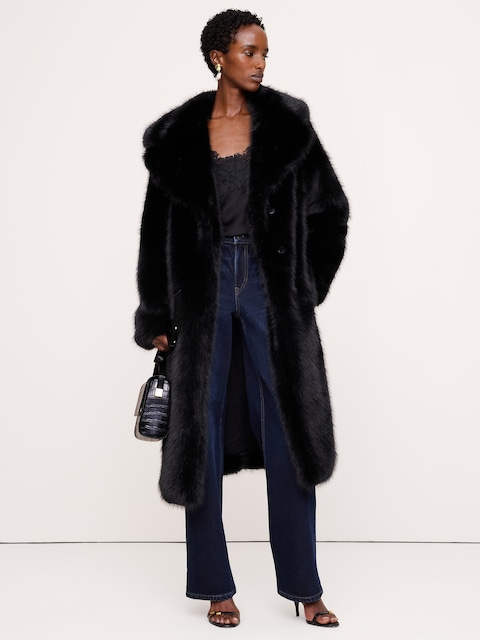 MANTEAU MI-LONG EN FAUSSE FOURRURE