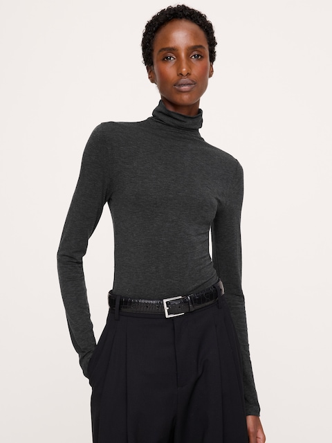T-SHIRT À COL ROULÉ EN MÉLANGE DE LAINE LUXUEUX