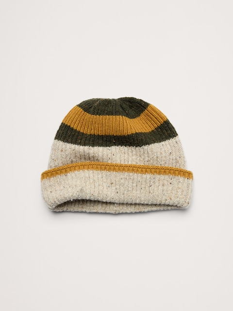 BONNET À RAYURES EN MÉLANGE DE LAINE ITALIENNE