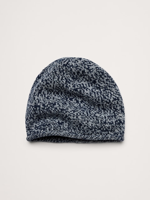 BONNET ROULÉ EN COTON ET LAINE MÉRINOS JASPÉE