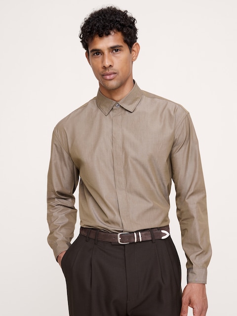 CHEMISE DE SMOKING DÉCONTRACTÉE EN POPELINE DE COTON