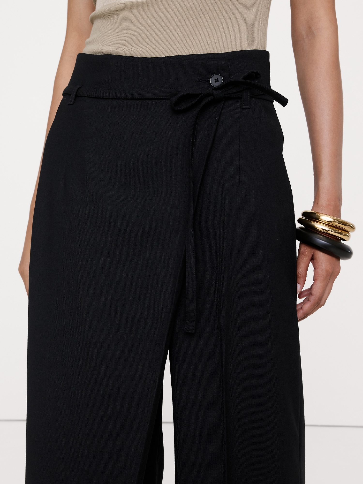 High-Rise Wrap-Front Paperbag Pant