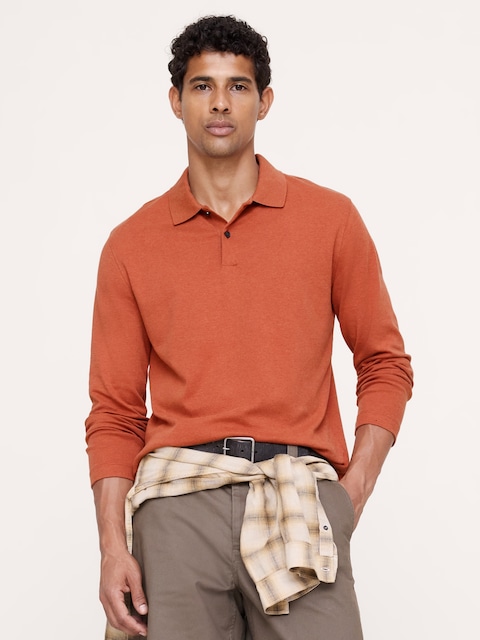POLO À MANCHES LONGUES EN TISSU LUXUEUX