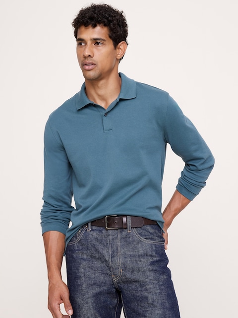 POLO À MANCHES LONGUES EN TISSU LUXUEUX