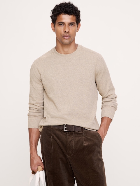 T-SHIRT RAS DU COU EN TRICOT DE FIL FLAMMÉ DOUBLE