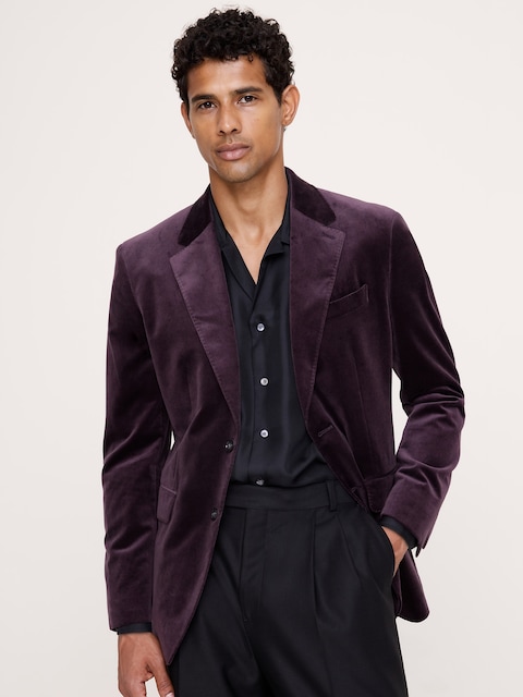BLAZER EN VELOURS À COUPE AJUSTÉE CINTRÉE