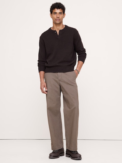 CHANDAIL HENLEY EN MÉLANGE DE LAINE MÉRINOS ITALIENNE