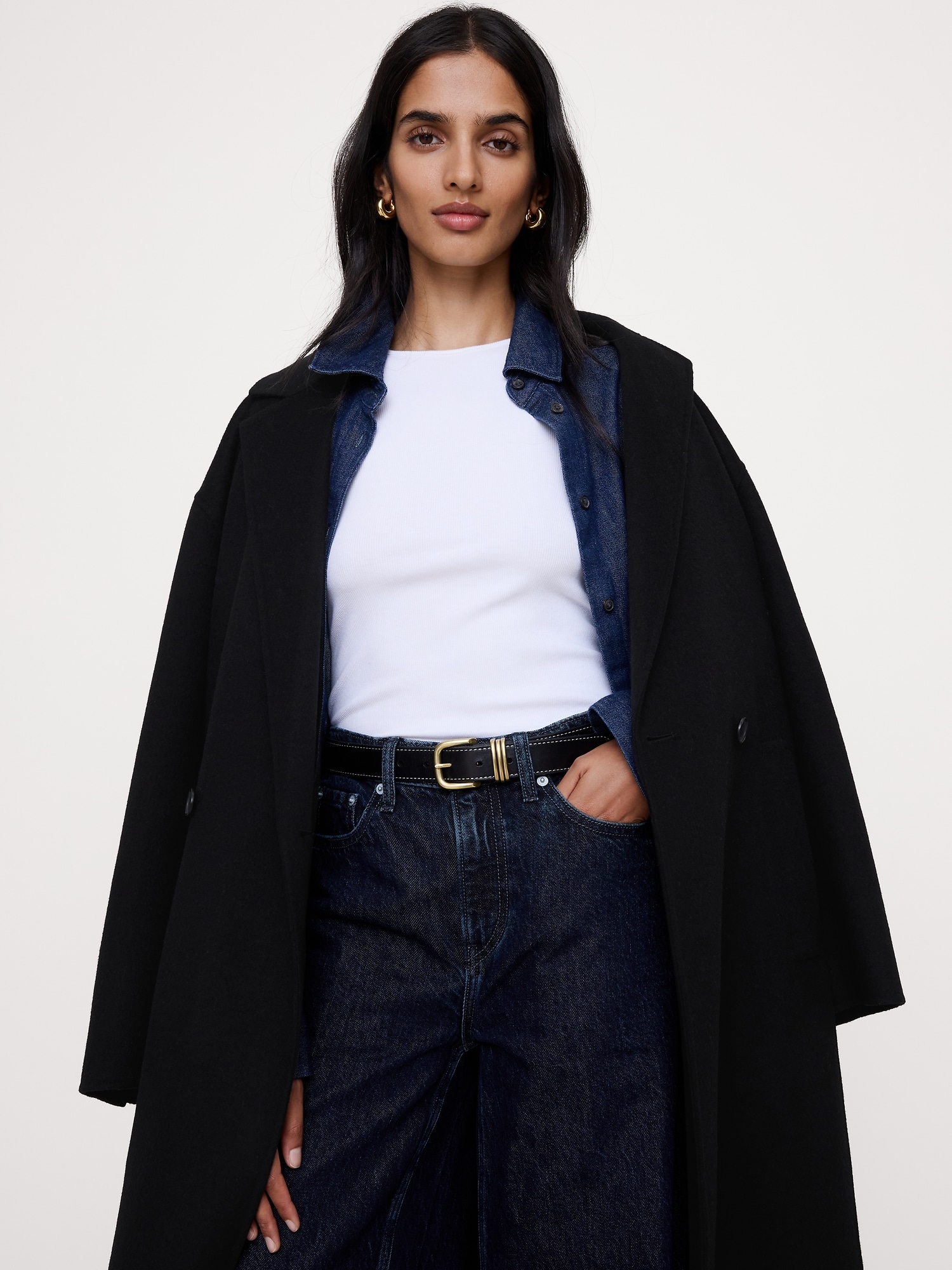 Western Leather Belt with Contrast Stitching