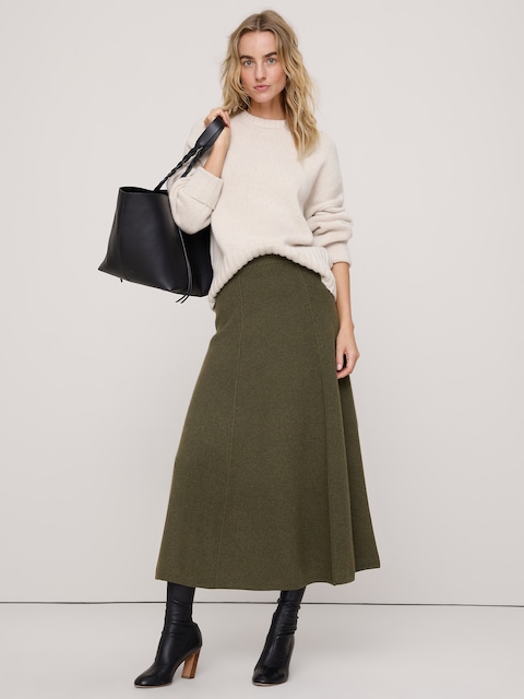 JUPE-CHANDAIL LONGUE EN TRICOT DE LAINE ET COTON