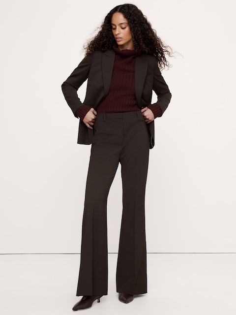 PANTALON ÉVASÉ À TAILLE HAUTE EN LAINE ITALIENNE LÉGÈRE
