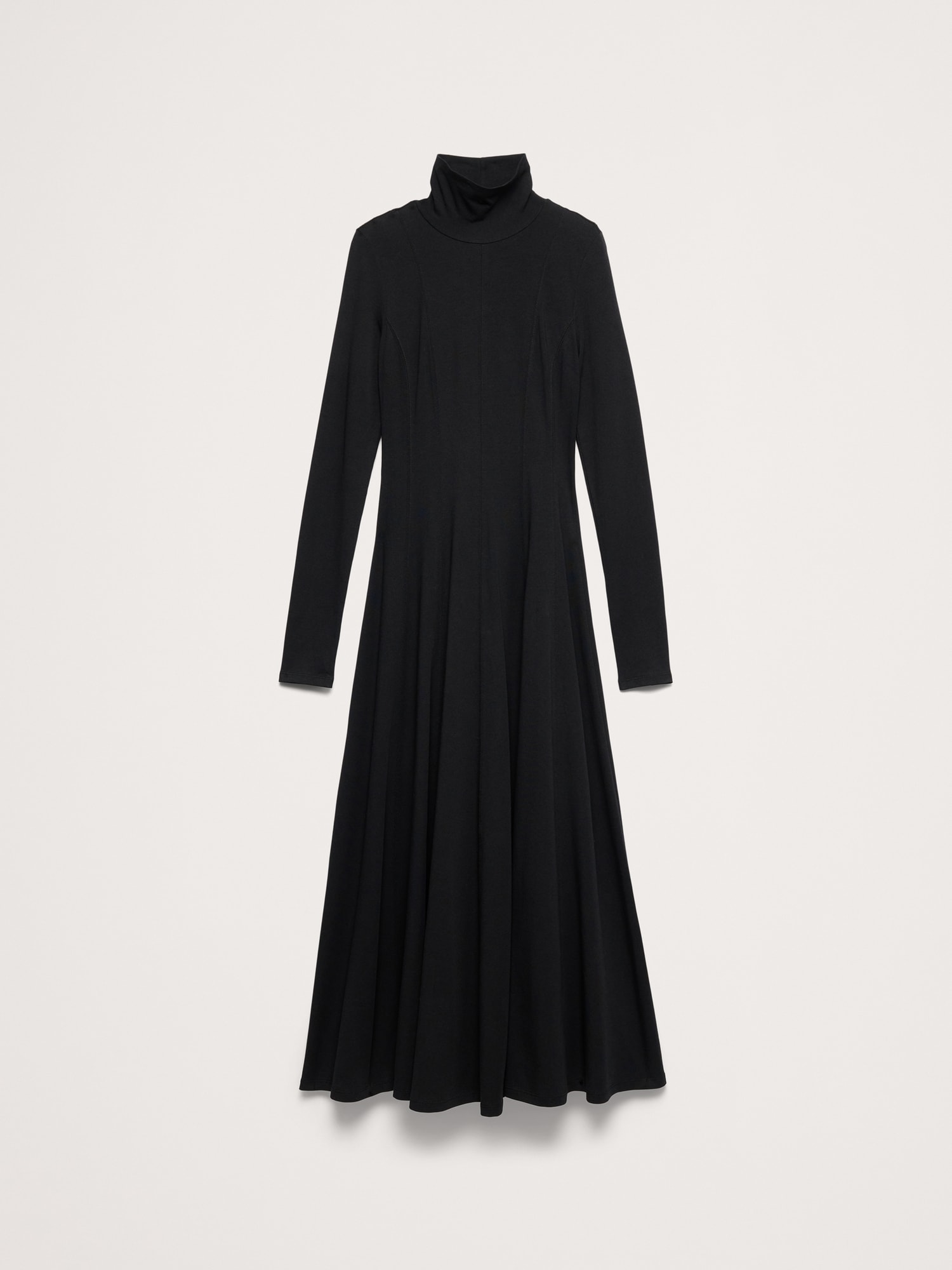 Paneled Jersey Turtleneck Maxi Dress