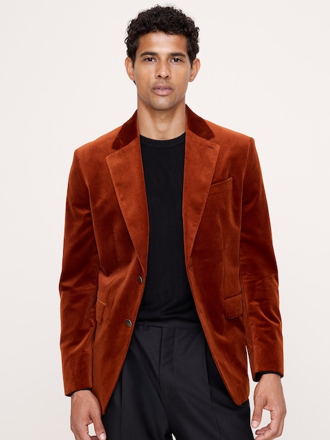 BLAZER EN VELOURS À COUPE AJUSTÉE CINTRÉE