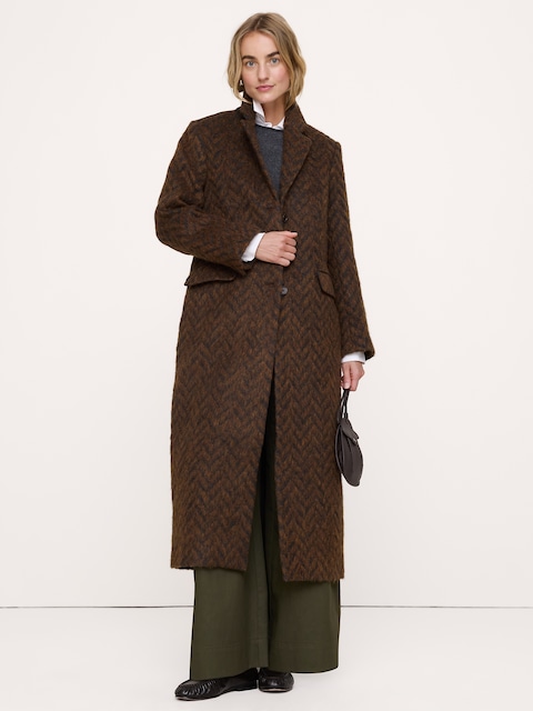 MANTEAU EN TISSU ITALIEN À CHEVRONS