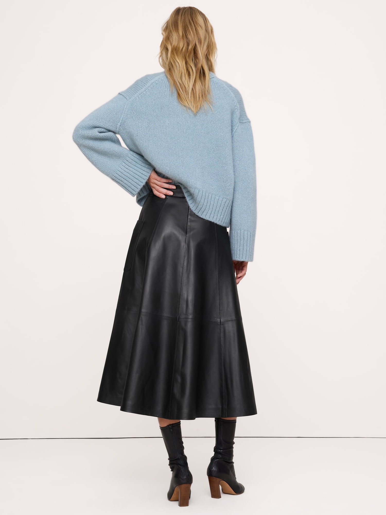 Leather Circle Midi Skirt